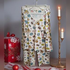 Disney Cream and Multicolor Ladies Pajama Set,  Chip And Dale Pajama Set